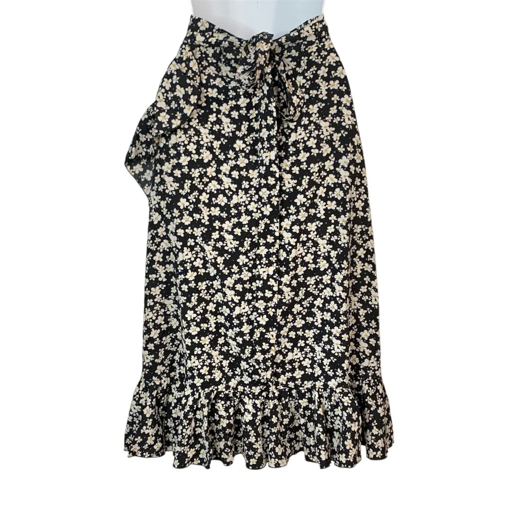 DITZY FLORAL Ruffle Hem Wrap Skirt Sz M